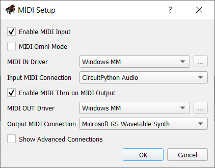 VMPK MIDI settings