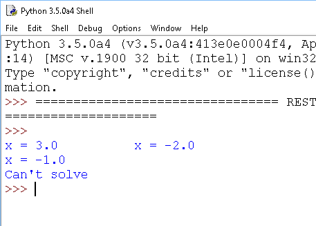 quadratic equation program